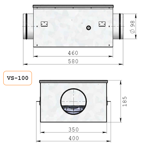 Вентилятор канальный круглый шумоизолированный VS- 100 Compact (мотор-колесо ebm-papst)
