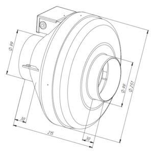 Вентилятор канальный круглый V(AC1)- 100(3D190) (пластиковый корпус) с 3-х скоростным переключателем